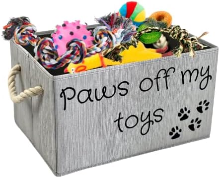 Storage Bin for Dog Toys | Medium size dog toy storage | Dog Toy Organizer for Chew Toys, Balls, and More | Toy Storage Bins for Dogs | Permanent Ink printed lettering