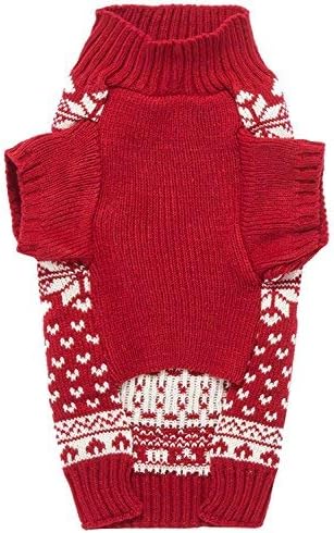 Lanyarco Red Reindeer Large Christmas Dog Sweater, Knit Winter Holiday Festive Pet Dog Christmas Sweaters for Large Breeds Dogs, XXX-Large (3XL) Size 25" Back