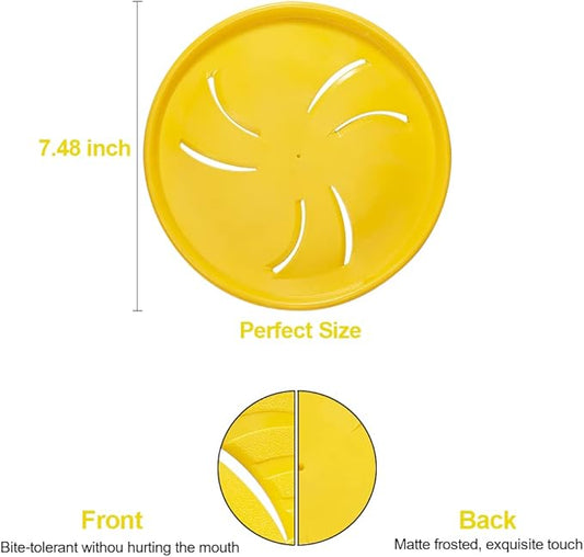 Indestructible Flying Discs, Soft Interactive Catch & Fetch Toys for Small & Medium Dogs, Floats in Water & Safe on Teeth, 7.48 Inch (Small, Yellow)