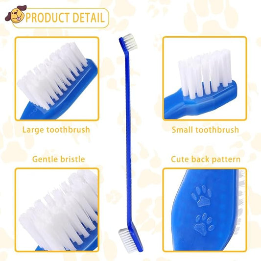 20 Pcs Dog Toothbrush Bulk - 8 Colors Dual Headed Dental Brushes Puppy Tooth Brushing Kit - Long Handle Dog Tooth Brush for Large Small Dogs Cats and Most Pets Teeth Cleaning Dental Care Supplies