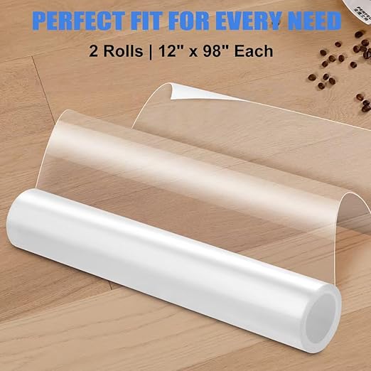 Cat Scratch Furniture Protector, Cat Couch Protector from Cat Claws, Clear Anti-Cat Scratch Tape for Furniture, Sofa, Carpet & Door, Cat Furniture Protector for Pet & Kid Safe Use, 2 Rolls, 12" x 98"
