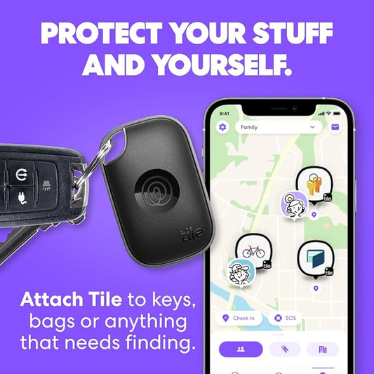Tile by Life360 Pro - Powerful Bluetooth Tracker, Key Finder and Item Locator for Keys, Bags and More. Both iOS and Android Compatible. Phone Finder. 1-Pack (Black)