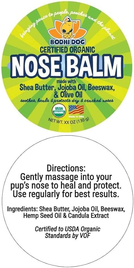 Bodhi Dog Organic Nose Balm - Moisturizes, Soothes & Protects Dry and Cracking Noses - USDA Certified Organic for Dogs & Cats - Suitable for All Breeds, Including Bulldogs, Retrievers & Terriers (2oz)