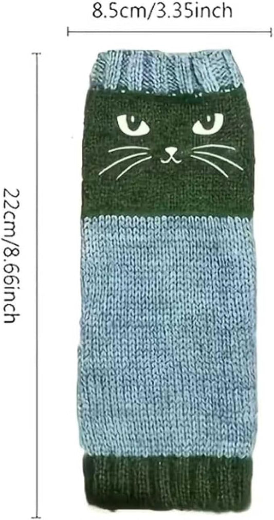 Fingerless Cat Gloves, Cute Cat Embroidery - Cat Embroidery Splicing Knitted Gloves, Warm Casual Women's Glove