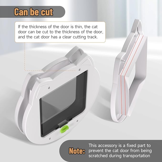 Cat Flap Door for Kitties, 4 Way Locking Pet Door for Interior Exterior Doors, Kitty Door, Indoor, Secured Installation in Minutes(White)
