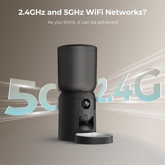 Smart Pet Feeder with 2K Dual Camera & AI Recognition, 6L Automatic Cat Dog Feeder with App Control, 2.4G/5G WiFi, Voice Message, Pet Interaction, Motion Tracking, No Clog, Dual Power, for Multi-Pet