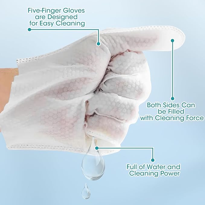 12PCS Pet Glove Bathing Wipes for Dogs Cats, Portable Thickened Safe Cleaning & Odor-Controlling Grooming Gloves, Nourish Fur Glove Wipes for Daily Care and Traveling, Rinse Free, Unscented. (2 Pack)