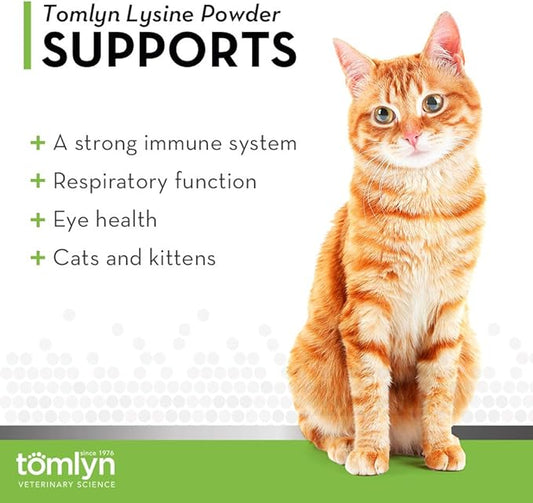 Tomlyn Immune Support Daily L-Lysine Supplement, Fish-Flavored Lysine Powder for Cats and Kittens, 4 Pack