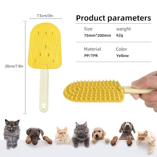 Pet Ice Cream Massage Comb, Cat Double-Sided Grooming Brush, Cat Tongue Brush for Cats Grooming Easily Removes Fur Reducing Hairballs (Yellow)