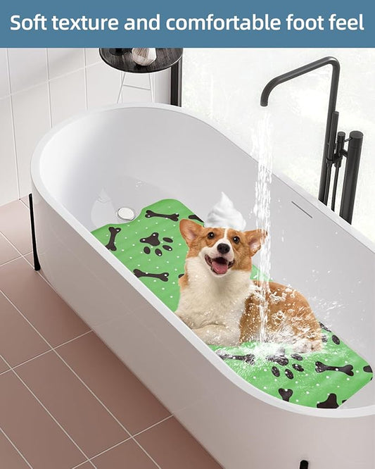 Dog Bath Mat for Tub Non-Slip Pet Bathtub Mat Fast Dry Dog Shower Attachment Mat Senior Friendly Dog Bath Supplies (Green