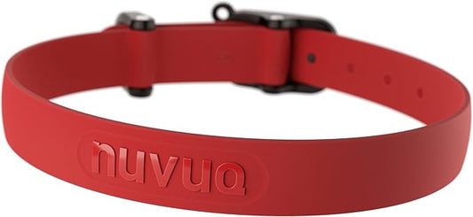 Waterproof Dog Collar - Durable, Comfortable and Adjustable Outdoor Dog Collar with Wear Resistant Buckle and ID Tag Ring for Large Dogs by Nuvuq (Red, Large)