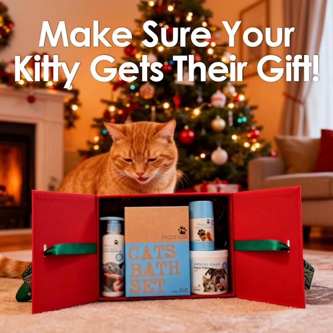 Mooncat Set β Waterless Shampoo, Paw Balm & Dental Wipes β Holiday Grooming Kit & Stocking Stuffers for Cat Lovers, Limited Edition