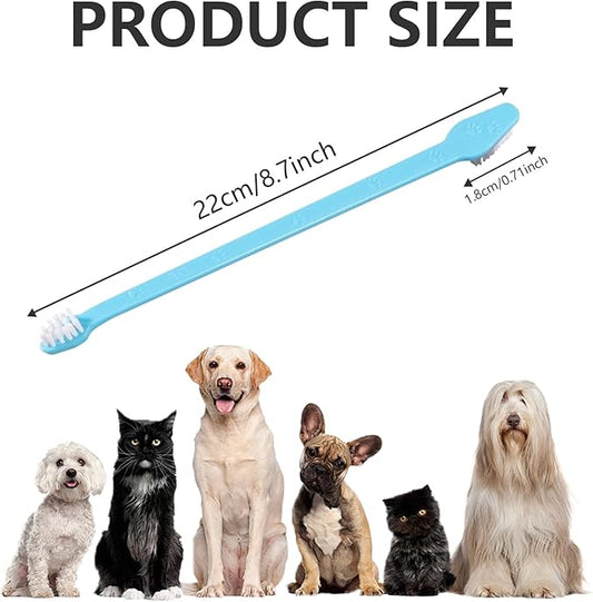 200 PCS Pet Toothbrush Bulk Double Headed Pet Toothbrush Puppy Tooth Brushing Kit for Pets Teeth Cleaning(Blue)
