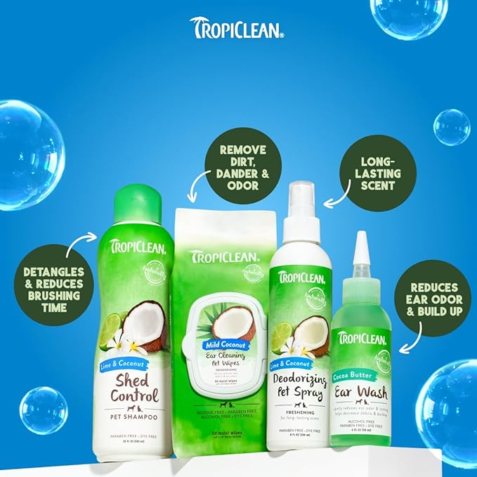 TropiClean Deshedding Dog Conditioner, Professional Conditioner, Reduces Shedding & Softens Coat, Puppy Safe, Lime & Cocoa Butter Scent, 1 Gallon