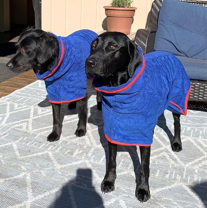 Dog Drying Coat - Fast Drying Dog Towel Robe - Microfiber Super Absorbent Pet Bathrobe, Adjustable Collar & Belly Strap Fast Drying Bath Robe Towel (Small, Red)