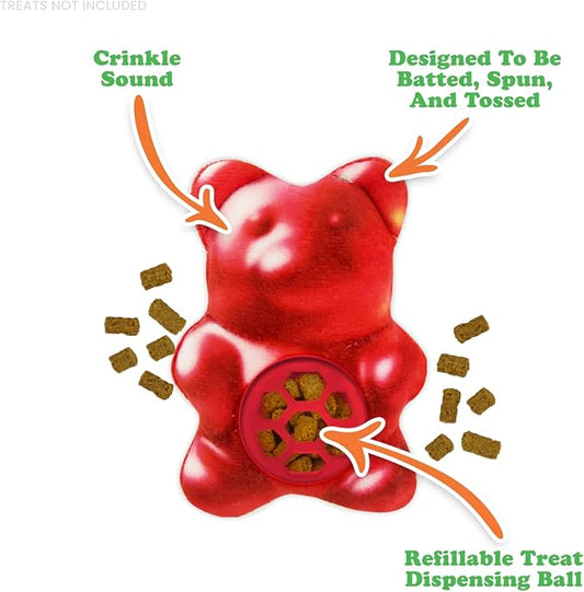 Meowijuana Knock N' Nibble Gummy Bear | Refillable Treat Dispensing Cat Toy | Promotes Play and Cat Health | Interactive Puzzle Toy for Felines