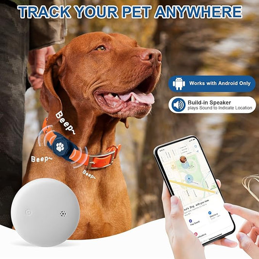 Smart Pet Tracker for Collar - Dog Trackers Pet Location Tracker with Holder, No Monthly Fee, Anti-Lost Tracking Device for Pets,Bag Straps, Compatible with Google Android Only(Not for iOS),Blue