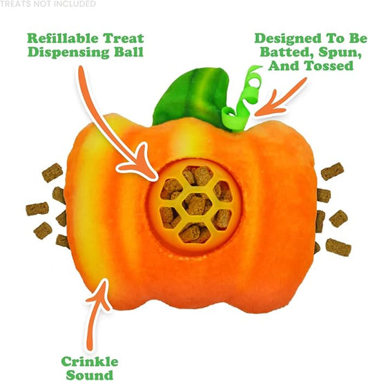 Meowijuana Knock N' Nibble Pumpkin | Refillable Treat Dispensing Cat Toy | Promotes Play and Cat Health | Interactive Puzzle Toy for Felines
