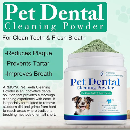 Dog Dental Powder - Pet Dental Powder - Teeth Cleaning P-owder for Dogs - Plaque & Bad Breath Off P-owder D-og, D-ental Care Supplies 100g