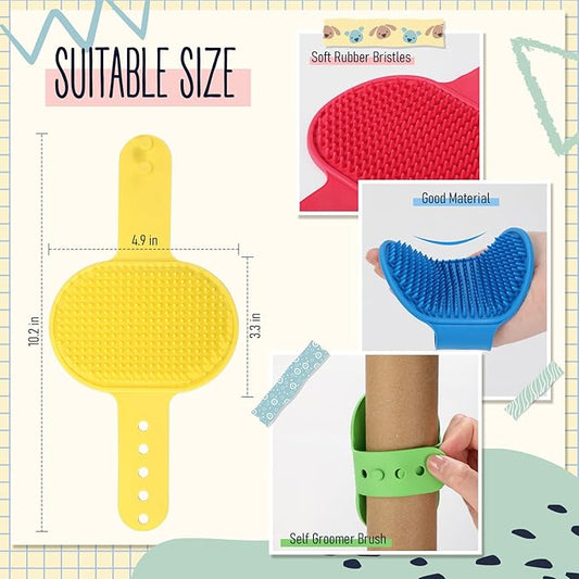 Maxdot 8 Pcs Cat Self Groomer Brush Adjustable Rubber Cat Combs for Indoor Corner Kitten Face Scratcher Massager Bathing Brush, 4 Colors