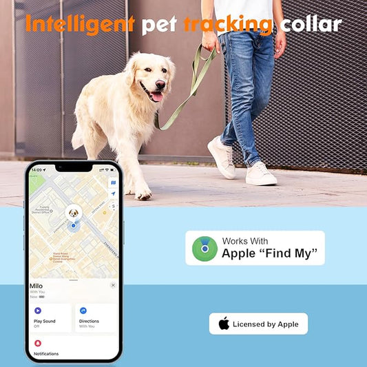 2-in-1 GPS Tracker for Dogs&Cats: Smart Collar with Real-Time Location, No Monthly Fee, Unlimited Range (iOS Only) GPS Tracker Dog Collar- Ideal for Small, Medium Large Dogs(Tracker Included)