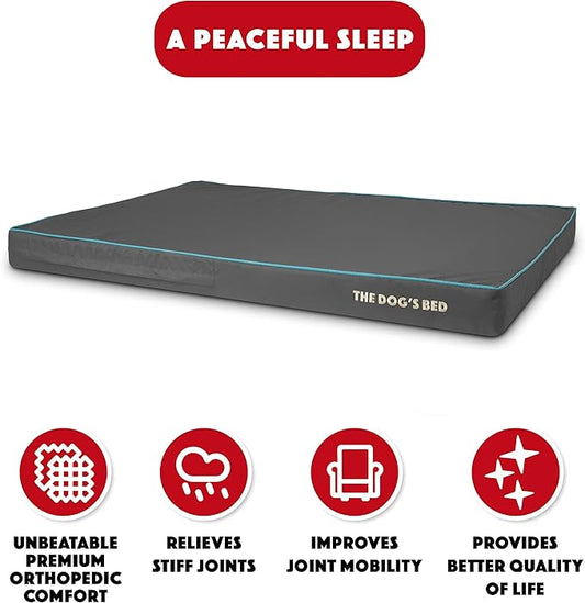 The Dog’s Bed Orthopedic Memory Foam Dog Bed, XXL Grey/Blue, Pain Relief for Arthritis, Hip & Elbow Dysplasia, Post Surgery, Lameness, Supportive, Calming, Waterproof Washable Cover