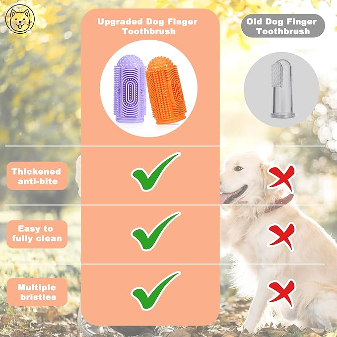 Dog Toothbrush Finger Toothbrush Dogs Tooth Brushing Kit 4Pack Dogs Finger Toothbrushes for Dog Teeth Cleaning& Dental Care Doges Tooth Brush Pet Toothbrush