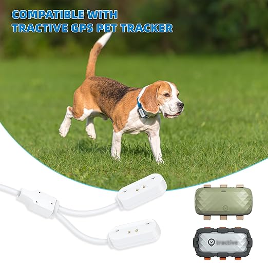 2-in-1 Magnetic USB Charger Cable for Tractive GPS Tracker - Fast Charging Cable Compatible with Tractive Smart Dog Pet GPS Tracker - Durable USB Charging Cord for Pet GPS Device (White)