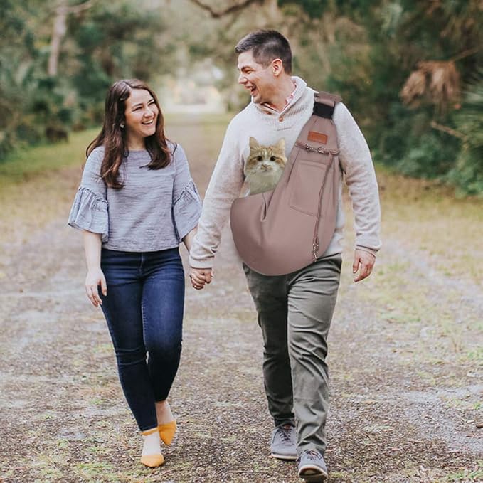 FDJASGY Small Dog Sling Cat Carrier Adjustable Strap Hands Free Reversible Pet Puppy Travel Bag Backpack for Outdoor Travel