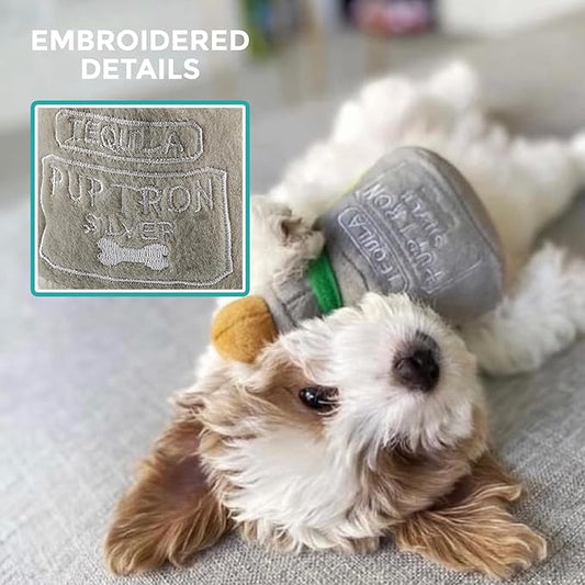 Haute Diggity Dog Puptron Tequila, Plush Designer Dog Toys with Interactive Squeaker, Stimulating Pet Enrichment, Machine-Washable & Safe Materials for All Breeds, One Size