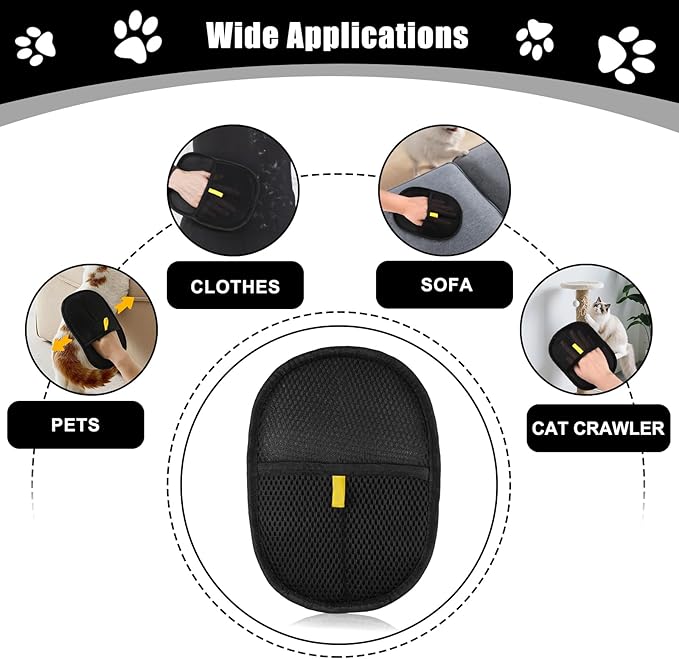 Pet Hair Removal Gloves for Cats and Dogs, Reusable Electrostatic Grooming Glove for Pet Hair Remover on Furniture, Carpet Clothing 2 Pcs