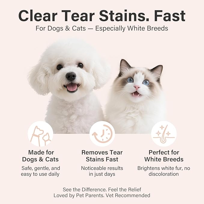 Tear Stain Remover Balm for Dogs & Cats with Pro Powder Brush – Natural Safe Gently Removes Eye Gunk & Stains – Great for White Dogs, Daily Eye Cleaning – Works Better with Pet Eye Wipes,1 oz