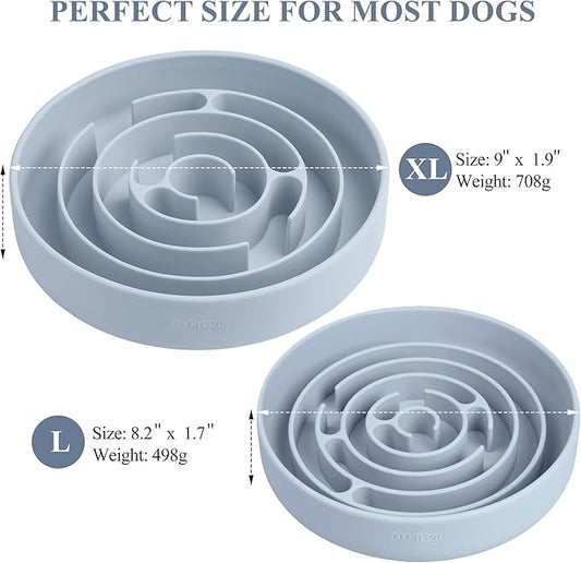 Coomazy Extra Large Slow Feeder Bowl, Silicone Dog Bowl with Suction Cups, Slow Feeder & Non-Slip Design, Boredom and Anxiety Reducer, Suitable for Large Dogs, LightBlue