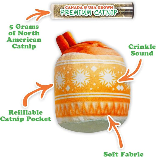 Meowijuana Get Nogged | Eggnog & Get Frosted Sugar Cookies | Refillable Interactive Catnip Toy | Catnip Grown in North America