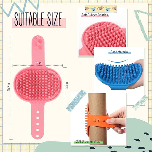 Maxdot 8 Pcs Cat Self Groomer Brush Adjustable Rubber Cat Combs for Indoor Corner Kitten Face Scratcher Massager Bathing Brush (Blue, Yellow, Pink, Orange)