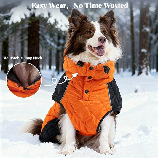 Dog Coat Dogs Jacket Waterproof Reflective Adjustable Dog-Winter Coats for Small/Medium/Large Dogs Dachshund Coat-(Orange, X-Small)