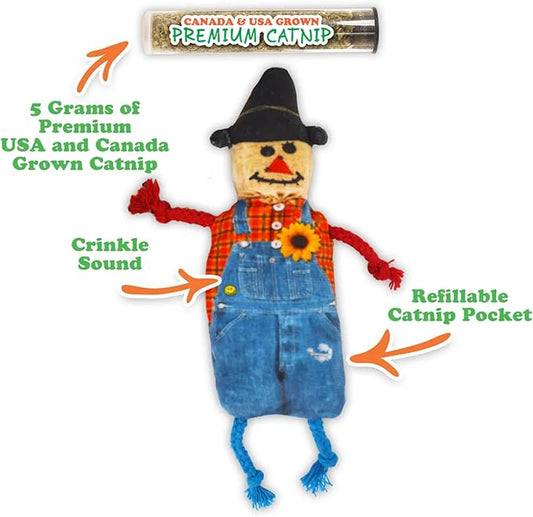 Meowijuana Refillable Cat Toys | Get Spooked - Scarecrow Catnip Toy | Includes Potent Hand Harvested Catnip Grown in North America | Promotes Play and Cat Health
