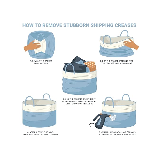 OrganiHaus Large Woven Storage Basket for Blankets and Toys 20" x 13" Inch, Rope Laundry Basket with Handles, Cushions & Pillows Storage Bin, Nursery Hamper, Soft Round Dog Toy Bin - Gray