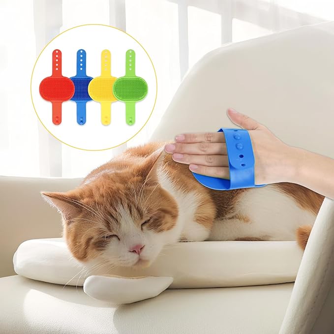 8 Pcs Silicone Grooming Strap Pad for Cats, Adjustable Rubber Cat Self Groomer Corner Scratcher, Cat Face Scratchers Massager for Long Short Hair, Self Grooming Cats Brush Rubbing Post Accessories