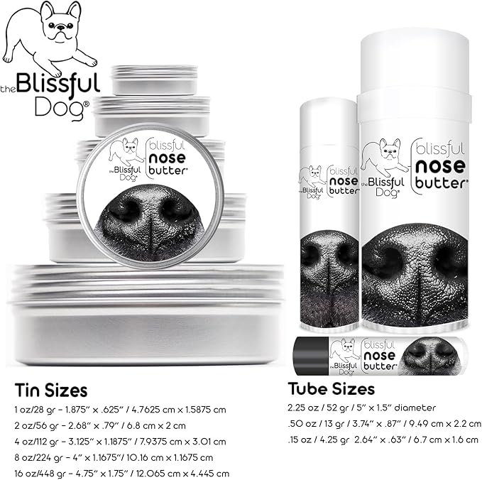 The Blissful Dog Basset Hound Nose Butter for Dry, Cracked Skin, Lick-Safe Dog Nose Balm with Moisturizing Shea Butter, Almond, Olive, and Essential Oils, Pet Supplies, Uncented, 8 oz.