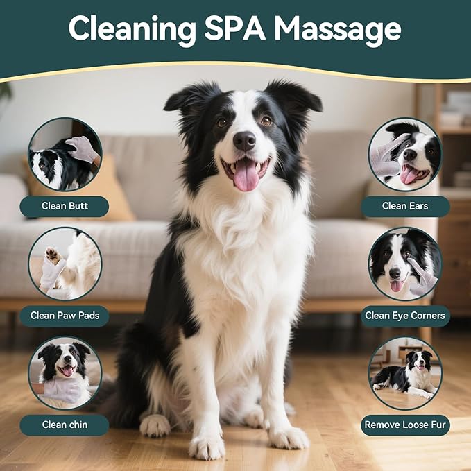 WLP Pet Glove Wipes for Dogs & Cats, Individually Wrapped Cleaning Deodorizing Hypoallergenic Hydrating Grooming Wipes, Enriched with Aloe & Jojoba Oil for Daily Care, Traveling (24 PCS)