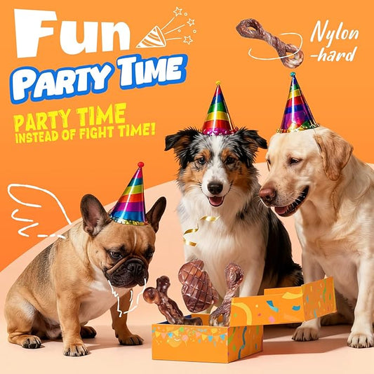 Dog Toys for Aggressive Chewers: Gift Box with 3 Pack Dog Chew Toys, Indestructible Dog Toy for Large Dogs Birthday, Chew Toys for Dogs, Bacon Flavor, Tough Dog Toys to Keep Them Busy 2594-2