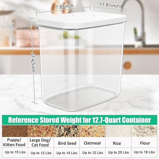 TBMax Dog Cat Food Storage Container 12-15 Lbs with Easy-Carrying Handles, Stackable Pet Food Dog Treat Container with Pop Up Lids, Airtight Food Storage Bin for Kitchen Organization