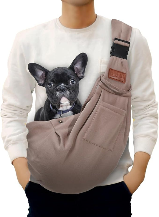 Small Pet Carrier Pouch Sling for Daily with Adjustable Strap Pocket Safety Buckle for Puppy Dog Papoose and Cat Kitten Coffee