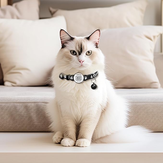 Christmas 2 Pack, Never Lose Your Cat's Info Again | Breakaway Collar with Scan-to-Contact QR Code Plate | Reflective, Bell & Fully Adjustable, 2-Pack Value (Red & Green)