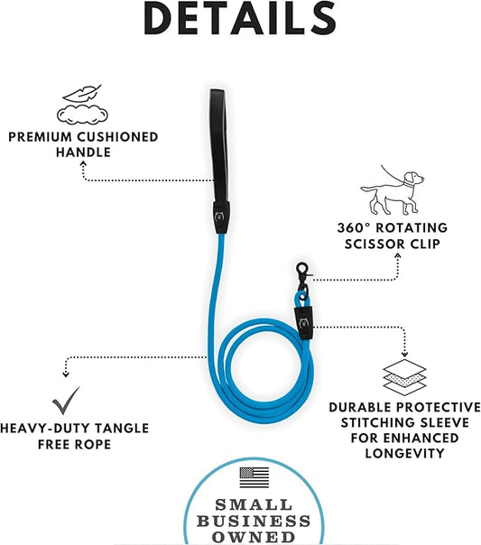 ShawnCo Basecamp Rope Dog Leash- Premium, Durable Pet Leash with Soft Neoprene Padded, Reflective Handle for Small, Medium and Large Dogs (Sunset Orange, 6 Feet)