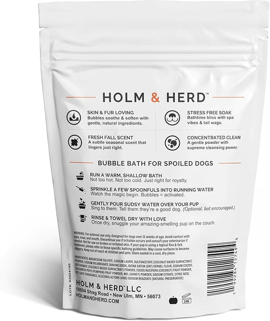 Dog Shampoo Alternative – Oatmeal & Honey Dog Bubble Bath with Autumn Scent – Natural Gentle Puppy Wash – Halloween Dog Gift - 12 Baths (Pumpkin Spice)