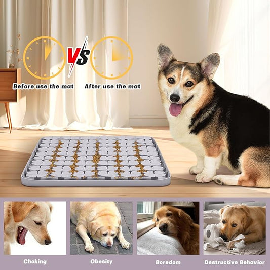Dog Lick Mat, 23.6"x 15.7" Large Silicone Snuffle Mat with Suction Cups, Slow Feeder for Small Medium Large Dogs Slow Eating, Boredom Reducer (Grey)