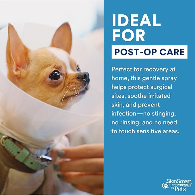 SkinSmart Antimicrobial Wound Care for Pets, Hypochlorous Acid Removes Bacteria to Promote Healing and Relieves Itch, Safe if Licked, 8 Ounce Spray Bottle