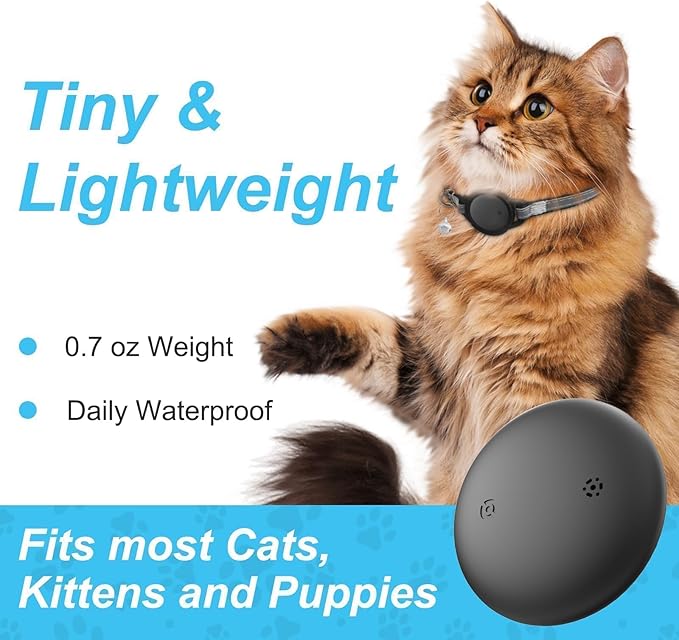 GPS Tracker for Cats, Mini GPS Cat Tracker, Smart Pet Activity Tracker, No Monthly Fee, Compatible with Apple Find My(iOS Only), Anti-Lost, Finder Tag for Vehicles, Pets, Kids, Items (1 Pack)